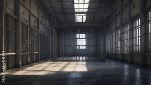 Array of prison cells  situated within the prison interior