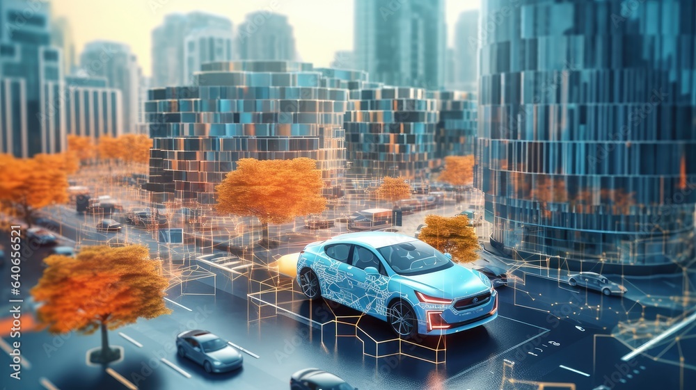 A self-driving car navigating city streets with AI algorithms ...