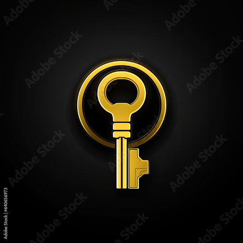 golden key with keyhole