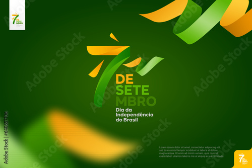 brazil independence day logotype september 7th with flag background.