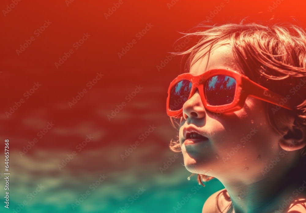 Portrait of small child during summertime. Vacation concept with child, happiness and travelling concept