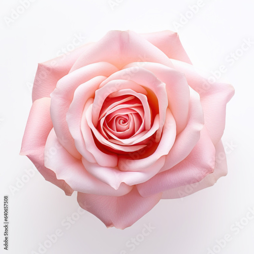 A beautiful pink rose. Isolated on white background. Generative AI.
