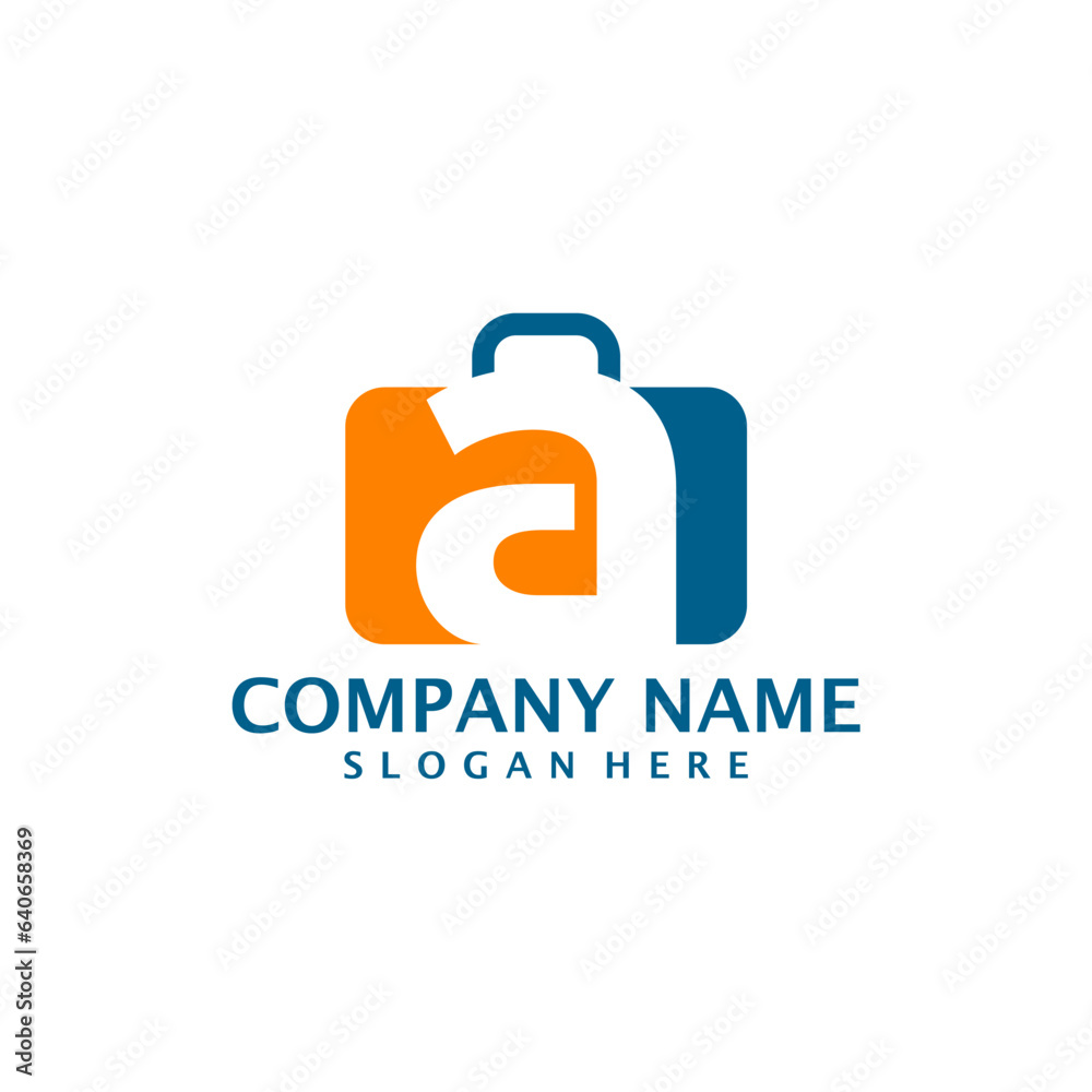 Letter A with Suitcase logo design vector. Initial A with Suitcase logo design template concept Letter A with Suitcase logo design vector. Initial A with Suitcase logo design template concept