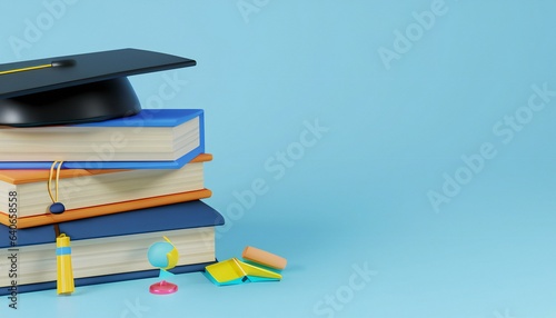 cap and books on white