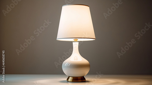 Bedside table lamp in modern contemporary style isolated on white background. Idea for interior design. Generative Ai