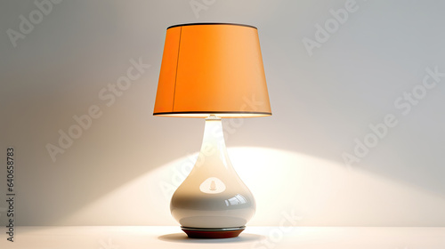Bedside table lamp in modern contemporary style isolated on white background. Idea for interior design. Generative Ai
