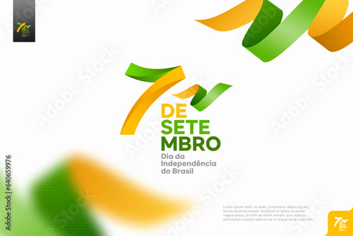 brazil independence day logotype september 7th with flag background.