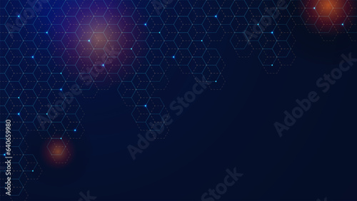 Abstract modern scientific background with hexagons patter for molecular structure. Big data visualization, Chemistry, Medical innovation, Science and Technology Background.