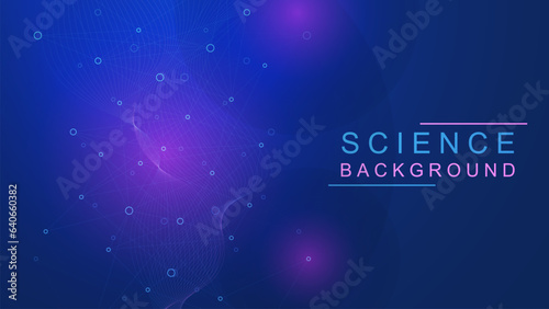 Abstract molecular structure background with connect dots and lines. Medical innovation, biochemistry, scientific molecule, science and technology concept.