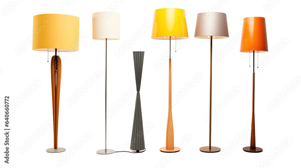 Set of different modern hanging lamps isolated on white background. Idea for interior design. Generative Ai Set of different modern hanging lamps isolated on white background. Idea for interior design. Generative Ai