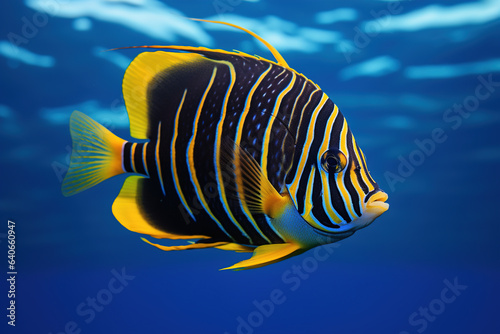 Regal Angelfish Fish swimming in the open ocean photo