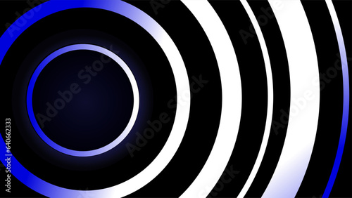 Glowing dynamic blue and white gradient circles copy space geometric background