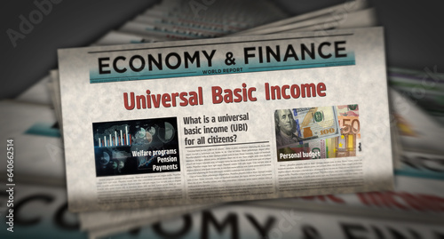 Obraz na plátně Universal basic income analysis technology newspaper printing media