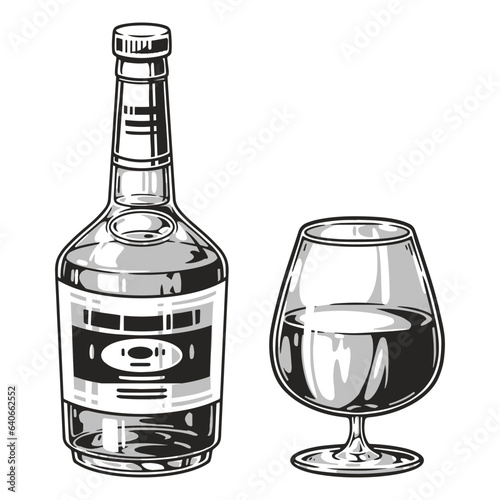Cognac drink monochrome detailed element