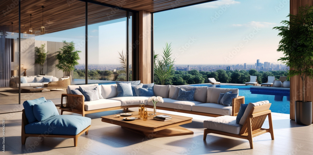 Design modern window luxury furniture interior contemporary home house room living sofa architecture