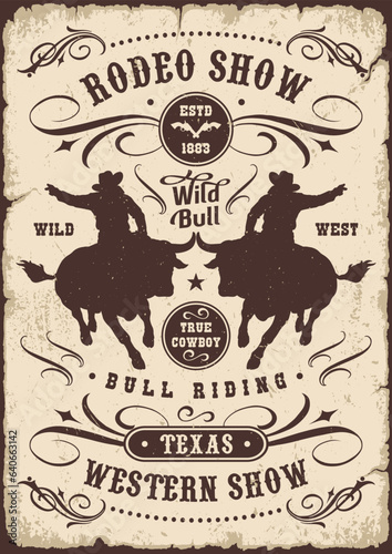 Rodeo show monochrome vintage flyer