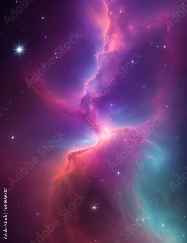 Colorful Nebula in Space. Abstract Galaxy with Shining Stars. Cosmic Wallpaper.