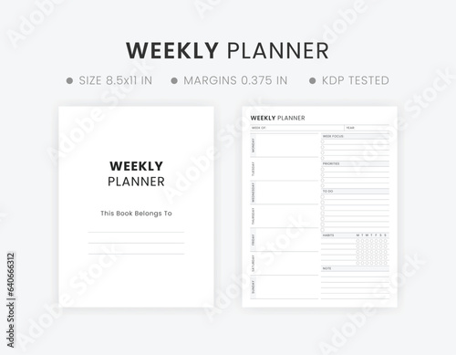 Minimalist weekly planner printable photo