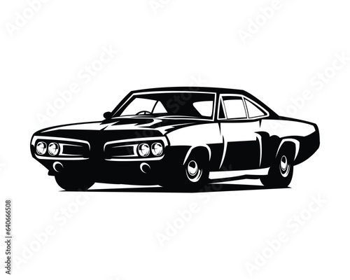 1969 dodge super bee vintage car vector illustration. vector silhouette. best for logos, emblems, badges. available in eps 10