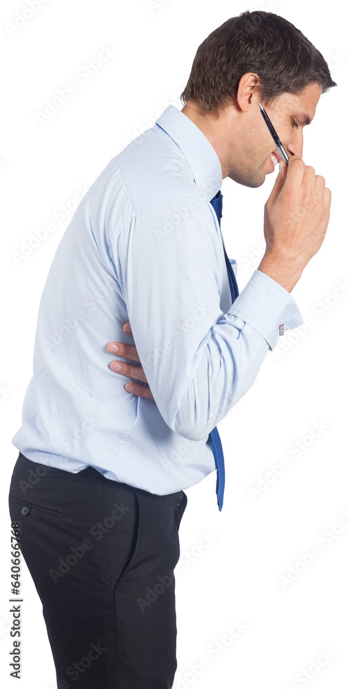 Digital png photo of caucasian businessman thinking on transparent background Digital png photo of caucasian businessman thinking on transparent background