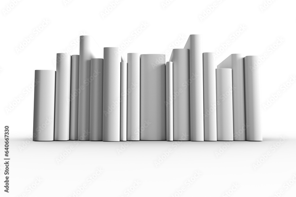 Fototapeta premium Digital png illustration of blank white book spines on transparent background