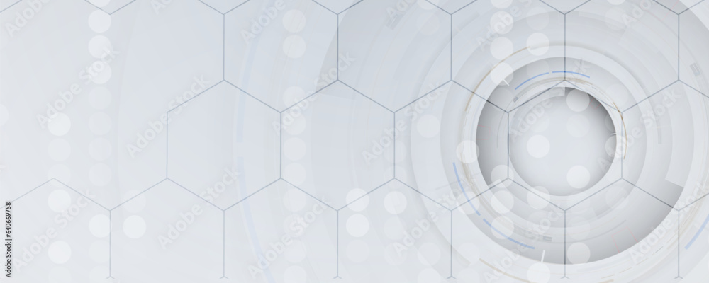 Obraz premium Technology banner design with hexagons abstract background.
