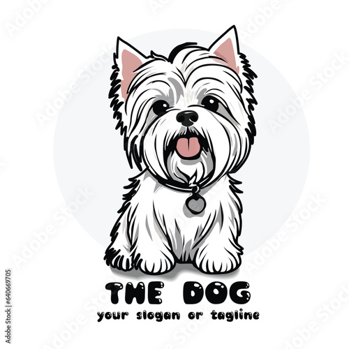 West Highland White Terrier Pet Dog Logo: Enhance Your Pet Fashion Brand With This Simple Vector Design At The Pet Shop.