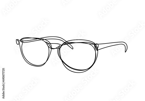 glasses ,line drawing style, continuous line art , vector illustration