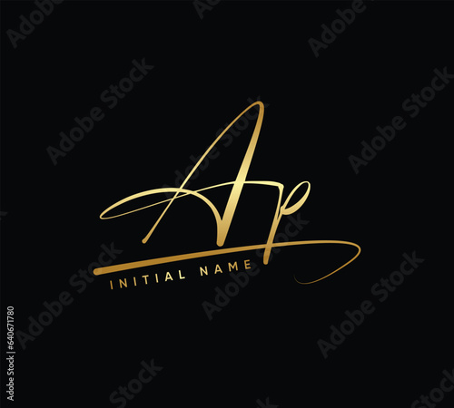 AP luxury Initial letter handwriting and signature logo