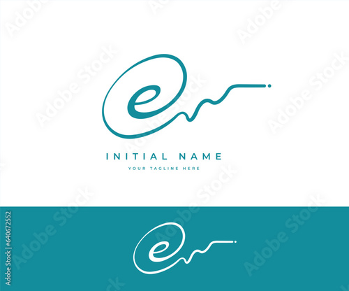 E initial handwritten, autograph, signature logo
