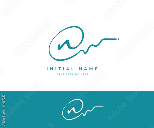 N initial handwritten, autograph, signature logo