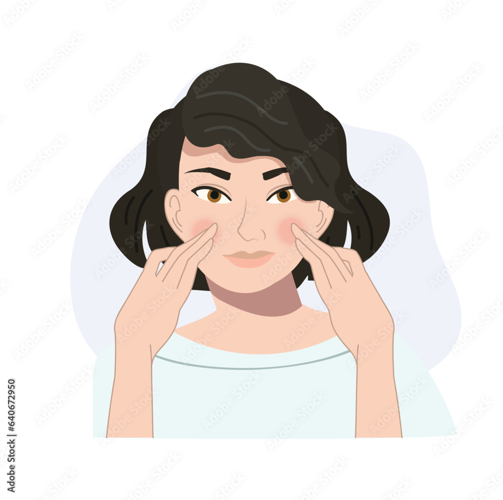 Skin Care Beauty Concept. Natural Beauty and Skincare Routine. Woman's Hand Touching Face Skin Care Beauty Concept. Natural Beauty and Skincare Routine. Woman's Hand Touching Face