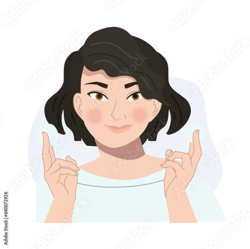 Cosmetic Skincare Concept. Young Happy Woman Using Makeup Remover Patch.