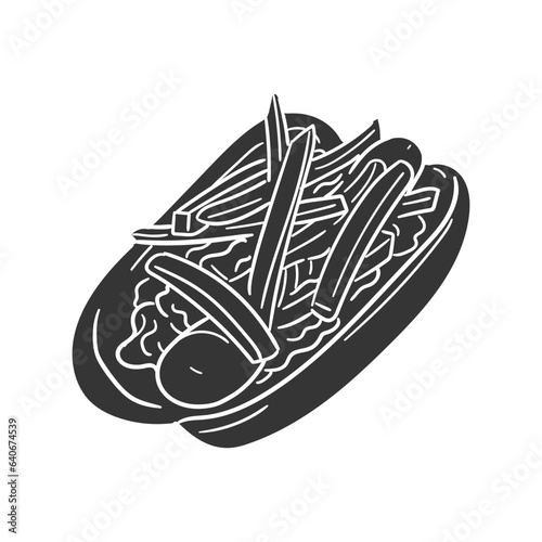 Hot Dog Icon Silhouette Illustration. American Food Vector Graphic Pictogram Symbol Clip Art. Doodle Sketch Black Sign.
