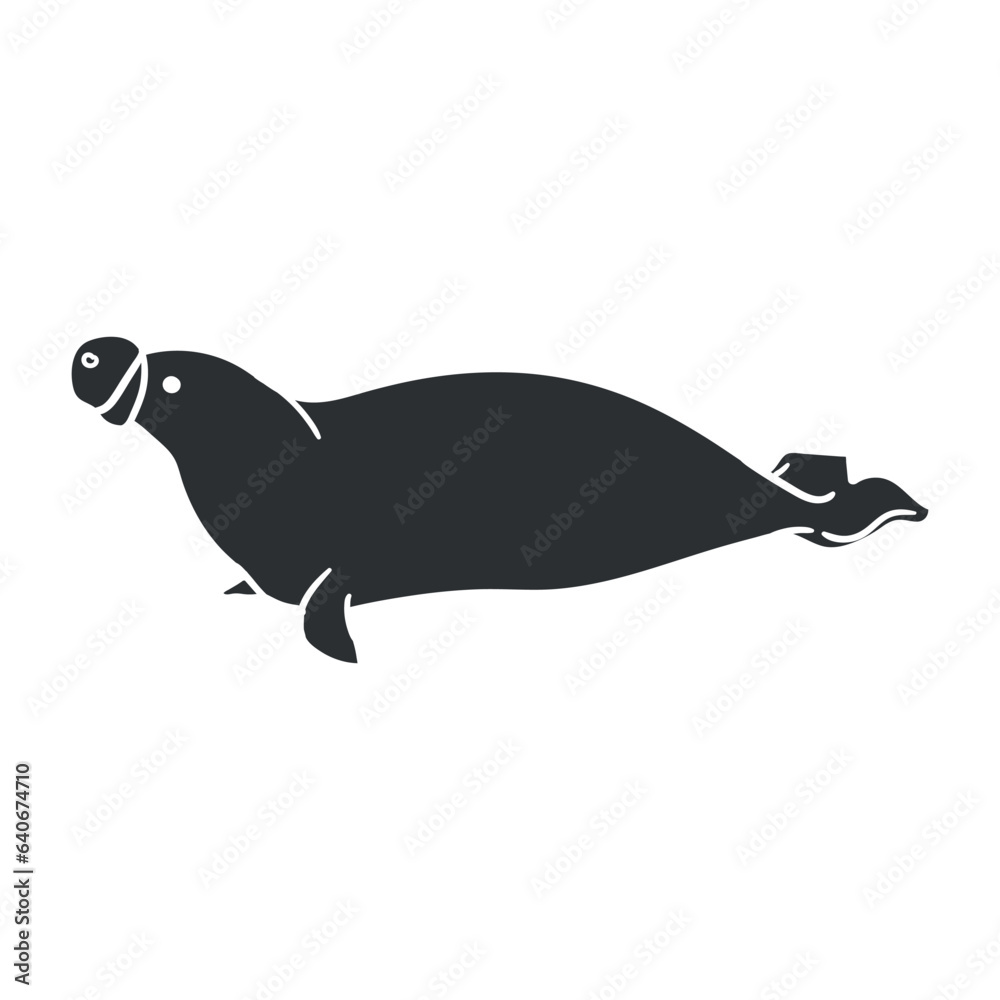 Hooded Seal Icon Silhouette Illustration. Marine Animals Vector Graphic Pictogram Symbol Clip Art. Doodle Sketch Black Sign.