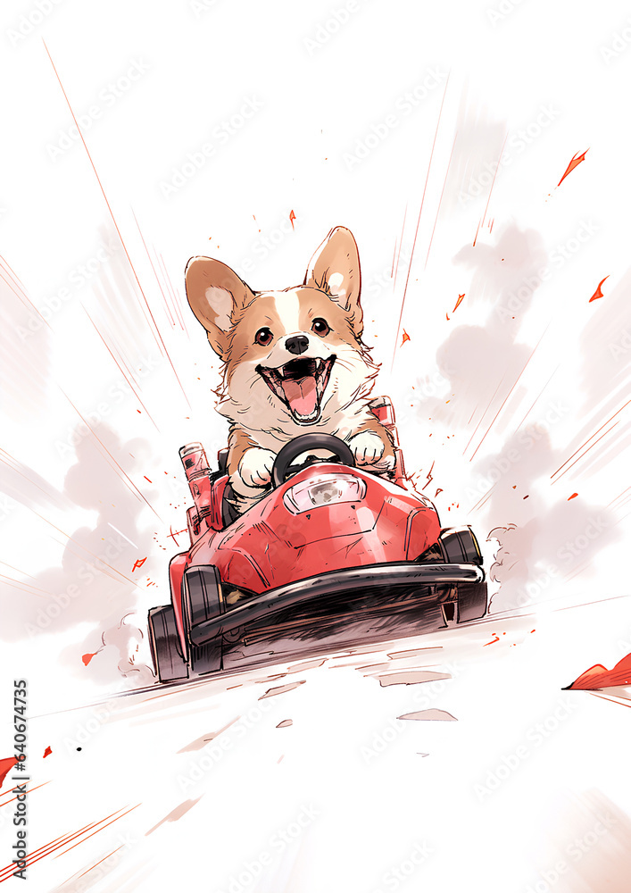 Fototapeta [ Riding Dog  ] Generation AI