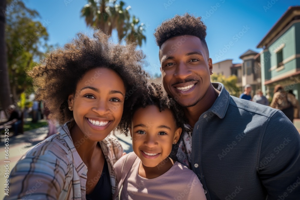 African American family in front of newly bought house ownership smile proudly African American family in front of newly bought house ownership smile proudly