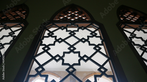 Arabic mosque window interior with silhouette