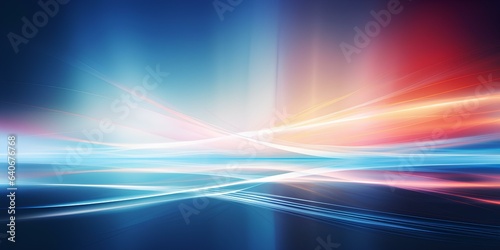 Abstract background with blue and red radiance, innovations, wave-like movement of rays.