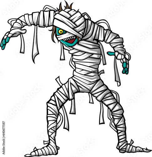 Cartoon mummy isolated on white background