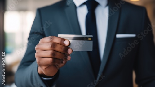 Businessman show credit card E-commerce business online. Shopping online by credit card