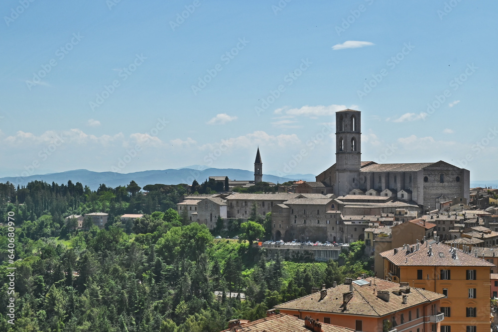 Obraz premium Perugia, colline, case e tetti della città - Umbria