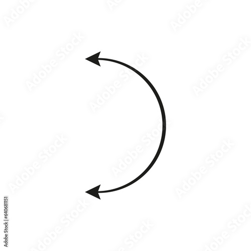 Semicircular curved thin long double ended arrow.