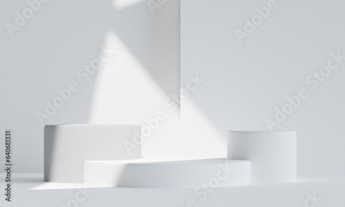 Minimal product placement background. white podium display for product presentation. 3d illustration