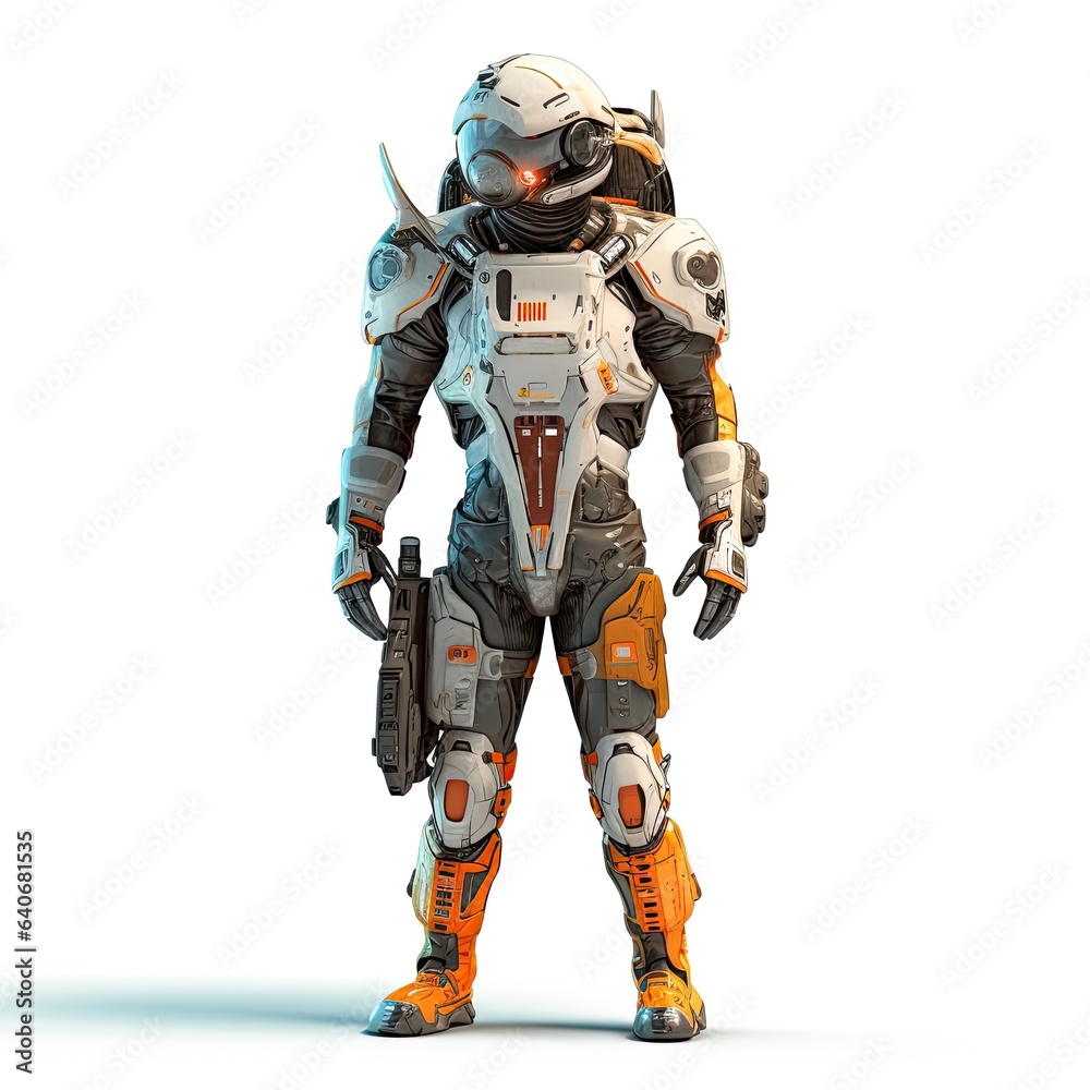 3d rendering of a sci-fi robot character for games 