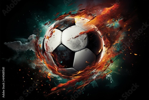 Energetic soccer art, Bold poster showcasing a dynamic soccer ball