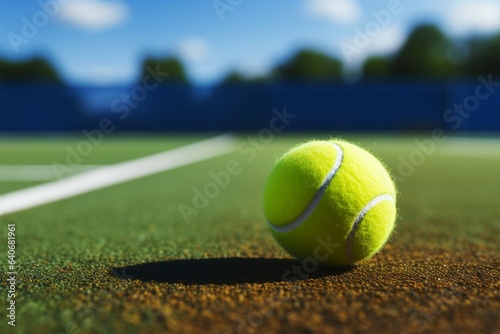 Game on the green court with a vibrant tennis ball © Jawed Gfx