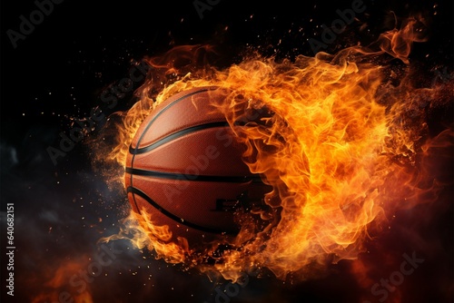Hoop bound inferno, Blazing basketball intensifies the dynamic court action © Jawed Gfx