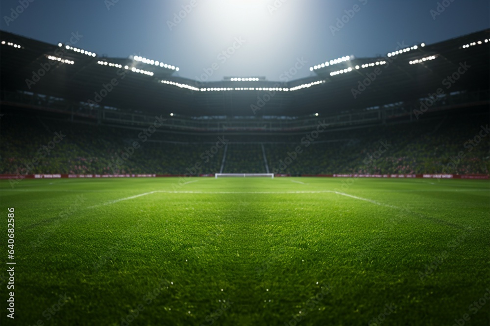 Fototapeta premium Lush green pitch, where soccer magic unfolds under the sun