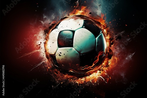 Pulsating soccer motion  Striking poster highlighting a dynamic football orb